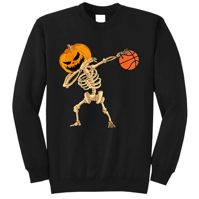 Basketball Dabbing Skeleton Men Halloween Basketball Tall Sweatshirt