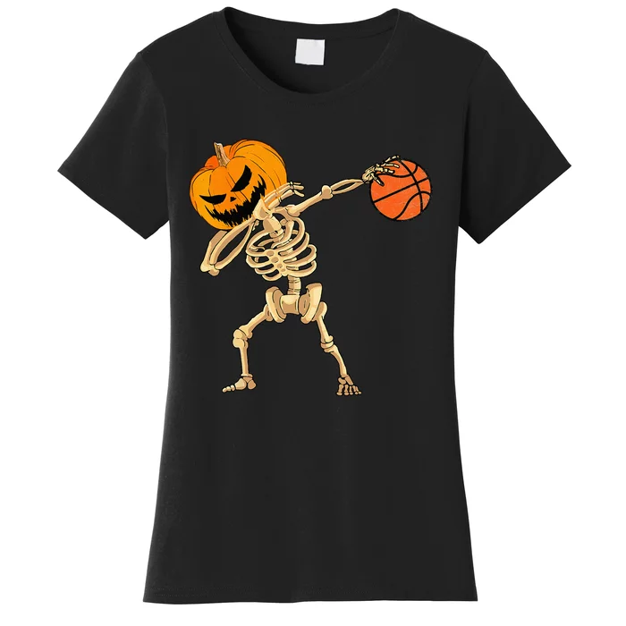 Basketball Dabbing Skeleton Men Halloween Basketball Women's T-Shirt