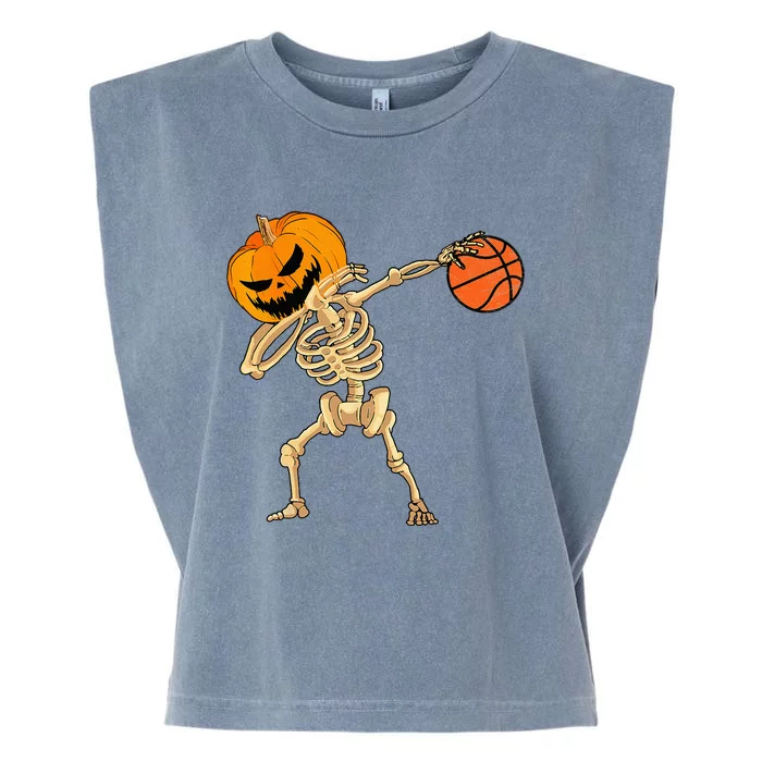 Basketball Dabbing Skeleton Men Halloween Basketball Garment-Dyed Women's Muscle Tee