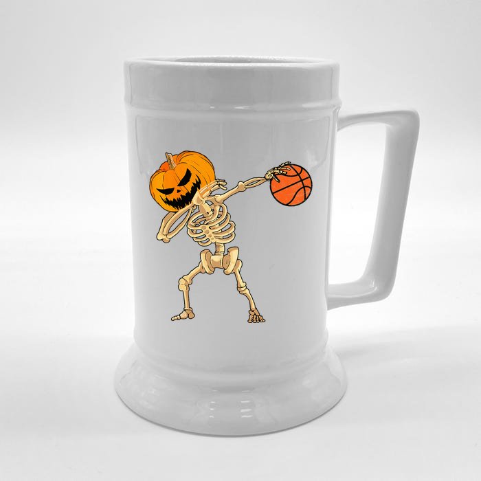 Basketball Dabbing Skeleton Men Halloween Basketball Front & Back Beer Stein