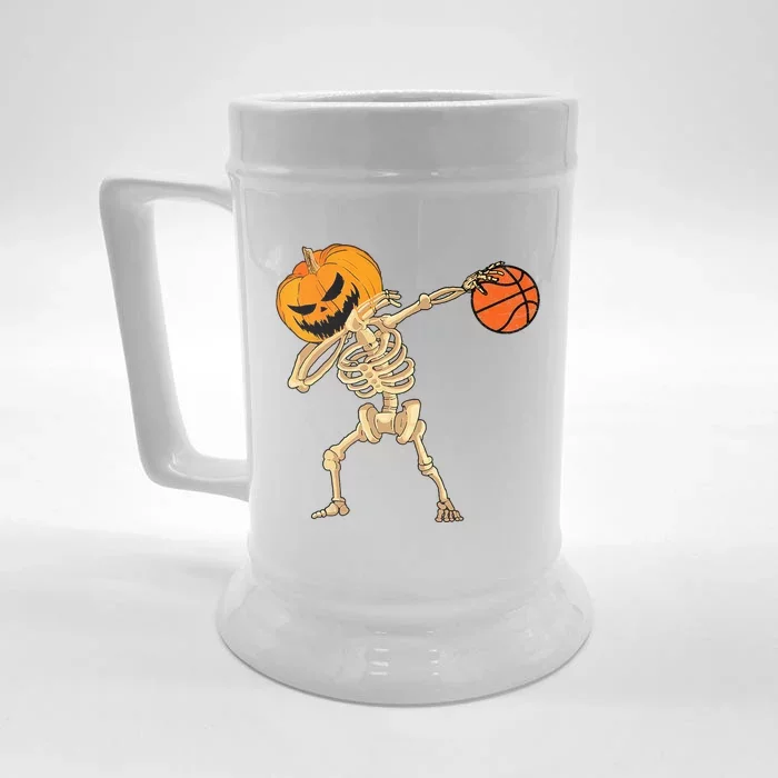 Basketball Dabbing Skeleton Men Halloween Basketball Front & Back Beer Stein