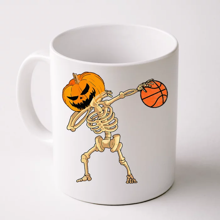 Basketball Dabbing Skeleton Men Halloween Basketball Front & Back Coffee Mug