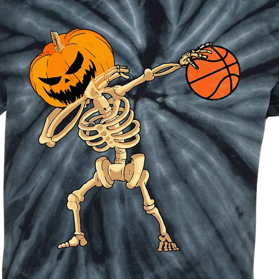 Basketball Dabbing Skeleton Halloween Basketball Kids Tie-Dye T-Shirt