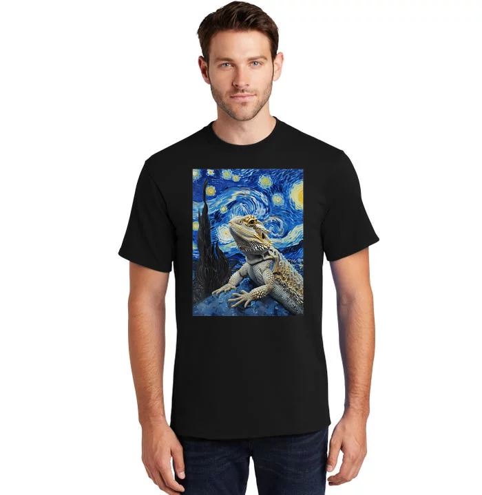 Bearded Dragon Starry Night Van Gogh Style Tall T-Shirt