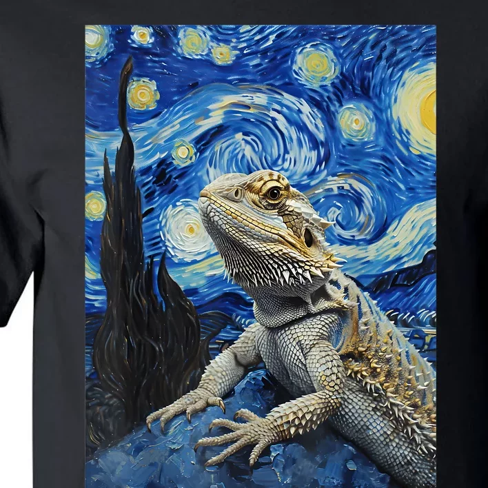 Bearded Dragon Starry Night Van Gogh Style Tall T-Shirt