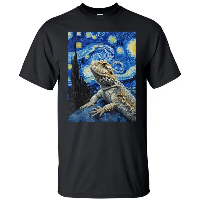 Bearded Dragon Starry Night Van Gogh Style Tall T-Shirt