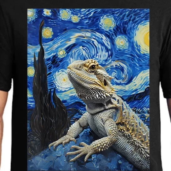 Bearded Dragon Starry Night Van Gogh Style Pajama Set