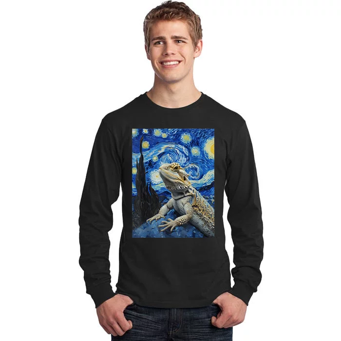 Bearded Dragon Starry Night Van Gogh Style Tall Long Sleeve T-Shirt