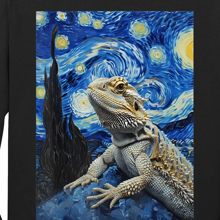 Bearded Dragon Starry Night Van Gogh Style Tall Long Sleeve T-Shirt