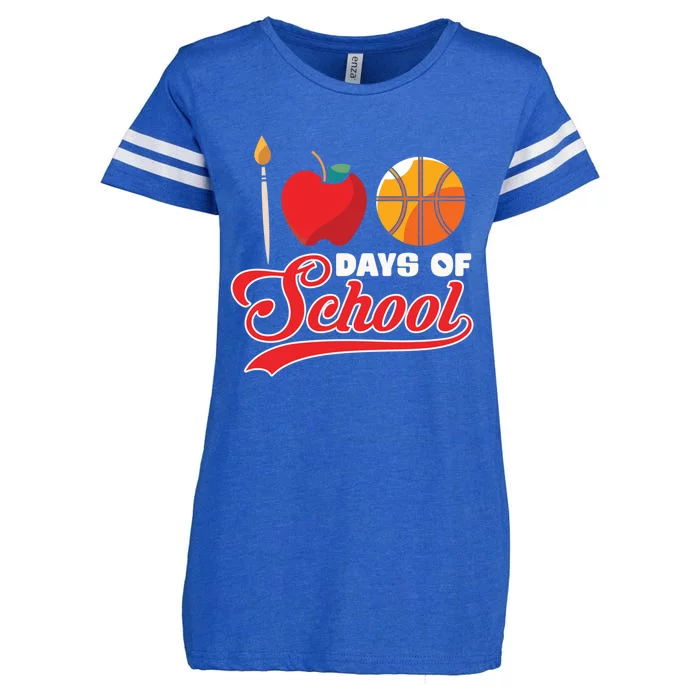 Basketball Drawing Student Gift 100 Days Of School Great Gift Enza Ladies Jersey Football T-Shirt