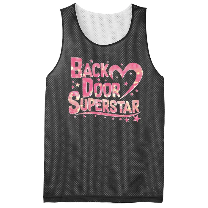 Back Door Superstar Meme Pink Glitter Mesh Reversible Basketball Jersey Tank