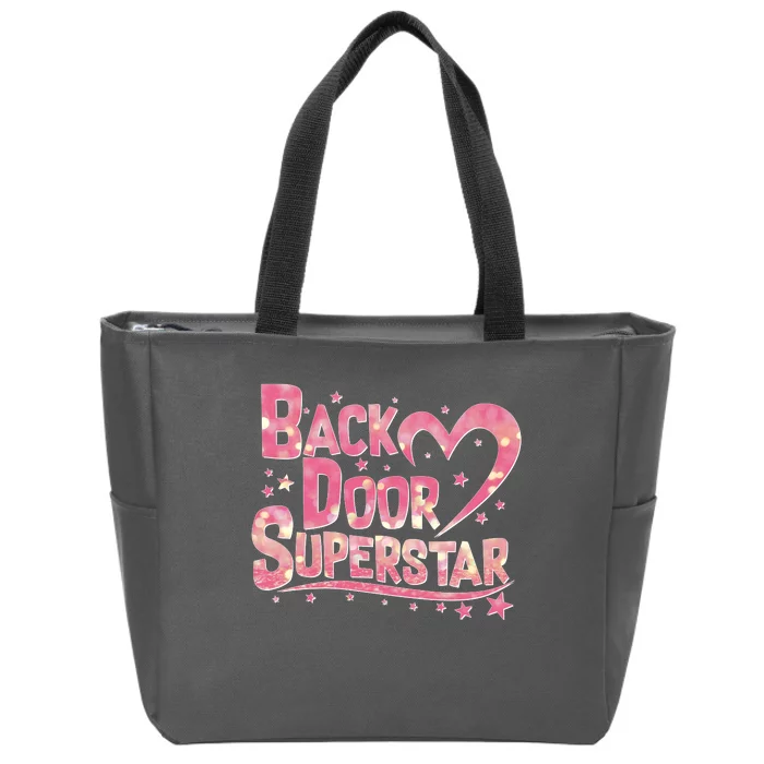 Back Door Superstar Meme Pink Glitter Zip Tote Bag