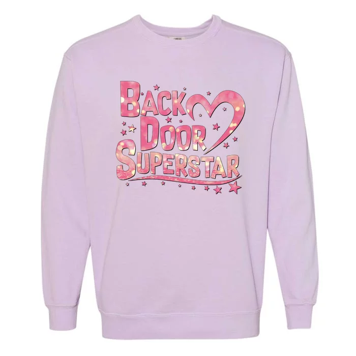 Back Door Superstar Meme Pink Glitter Garment-Dyed Sweatshirt