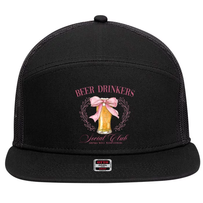 Beer Drinkers Social Club Beer Lover 7 Panel Mesh Trucker Snapback Hat