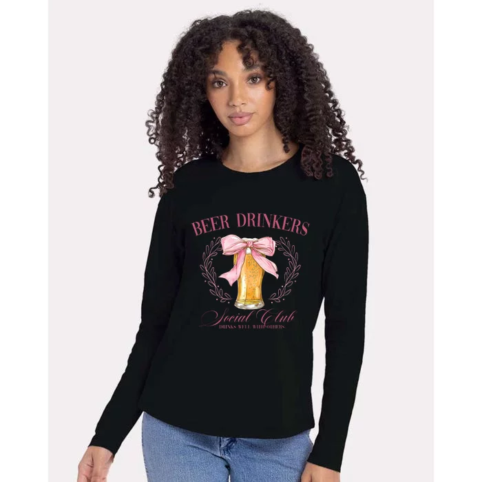 Beer Drinkers Social Club Beer Lover Womens Cotton Relaxed Long Sleeve T-Shirt