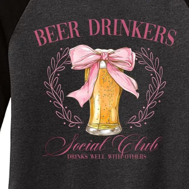 Beer Drinkers Social Club Beer Lover Women's Tri-Blend 3/4-Sleeve Raglan Shirt