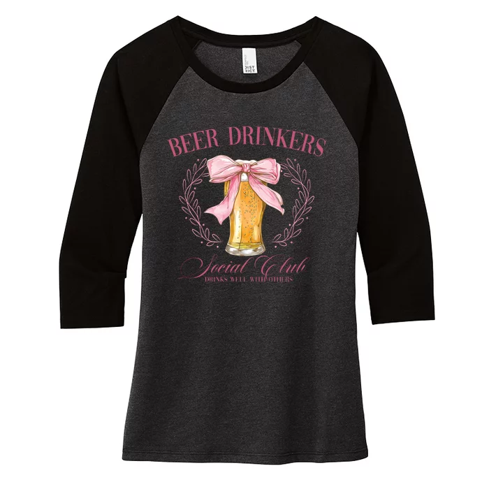 Beer Drinkers Social Club Beer Lover Women's Tri-Blend 3/4-Sleeve Raglan Shirt