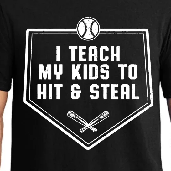 Baseball Dad Shirts I Teach My Kids To Hit Steal Pajama Set