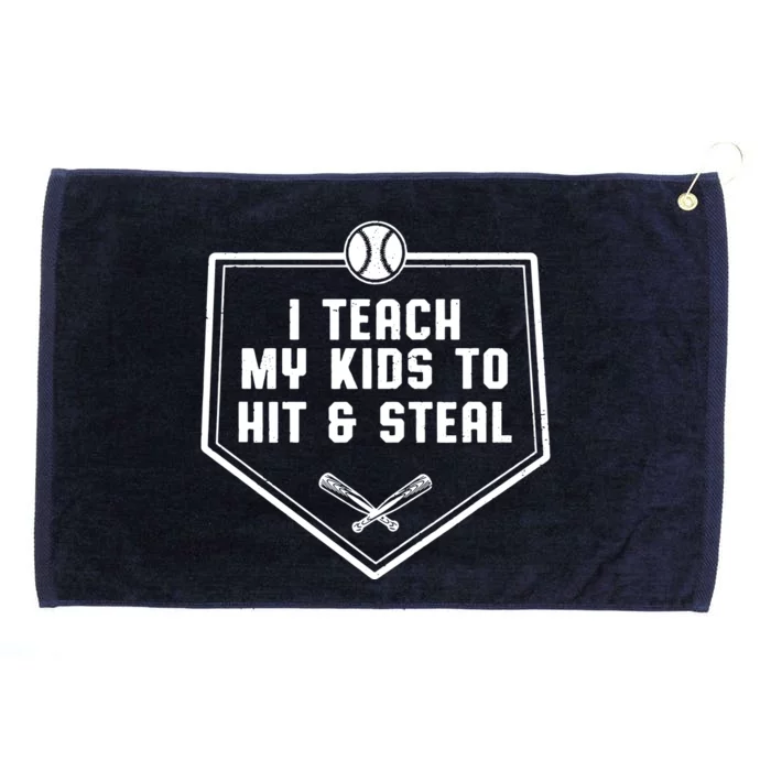 Baseball Dad Shirts I Teach My Kids To Hit Steal Grommeted Golf Towel