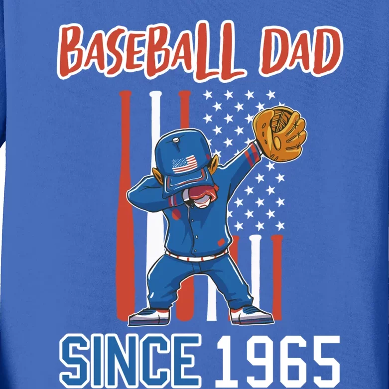 Baseball Dad Since 1965 Gift Kids Long Sleeve Shirt