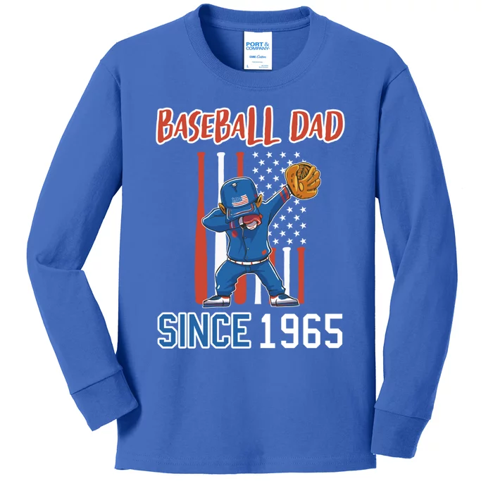 Baseball Dad Since 1965 Gift Kids Long Sleeve Shirt