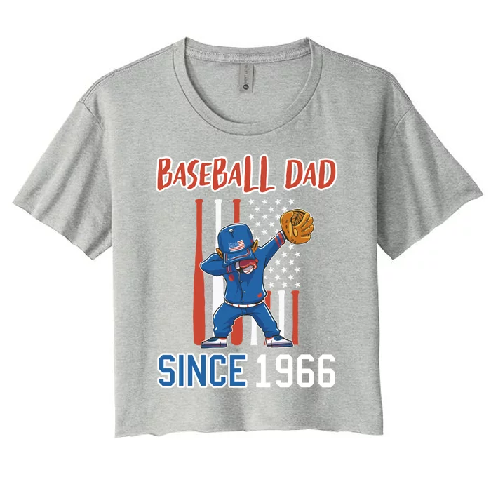 Baseball Dad Since 1966 Cool Gift Women's Crop Top Tee