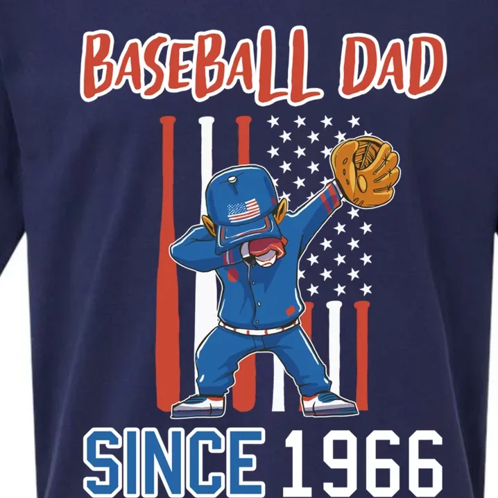 Baseball Dad Since 1966 Cool Gift Sueded Cloud Jersey T-Shirt