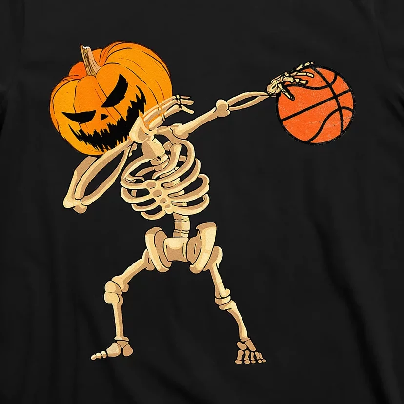 Basketball Dabbing Skeleton Men Halloween Basketball T-Shirt