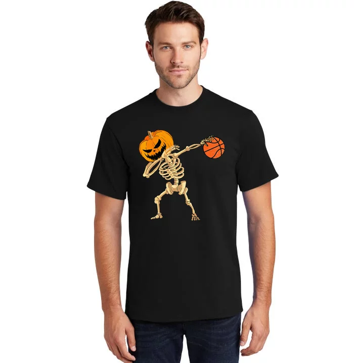 Basketball Dabbing Skeleton Men Halloween Basketball Tall T-Shirt