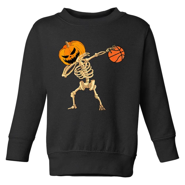 Basketball Dabbing Skeleton Men Halloween Basketball Toddler Sweatshirt