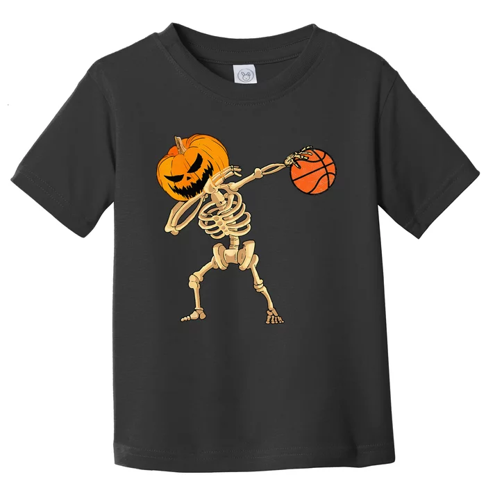 Basketball Dabbing Skeleton Men Halloween Basketball Toddler T-Shirt