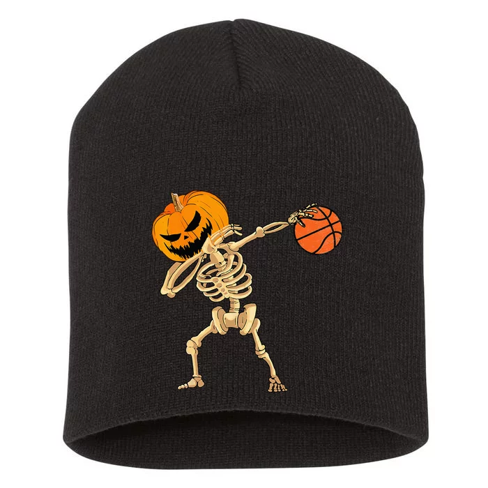 Basketball Dabbing Skeleton Men Halloween Basketball Short Acrylic Beanie