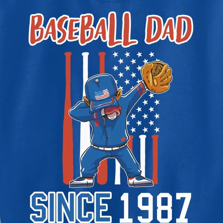 Baseball Dad Since 1987 Gift Kids Sweatshirt