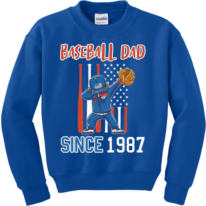 Baseball Dad Since 1987 Gift Kids Sweatshirt