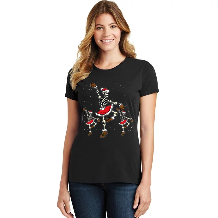 Ballet Dancing Skeleton Christmas Pajama Xmas Ballerina Women's T-Shirt