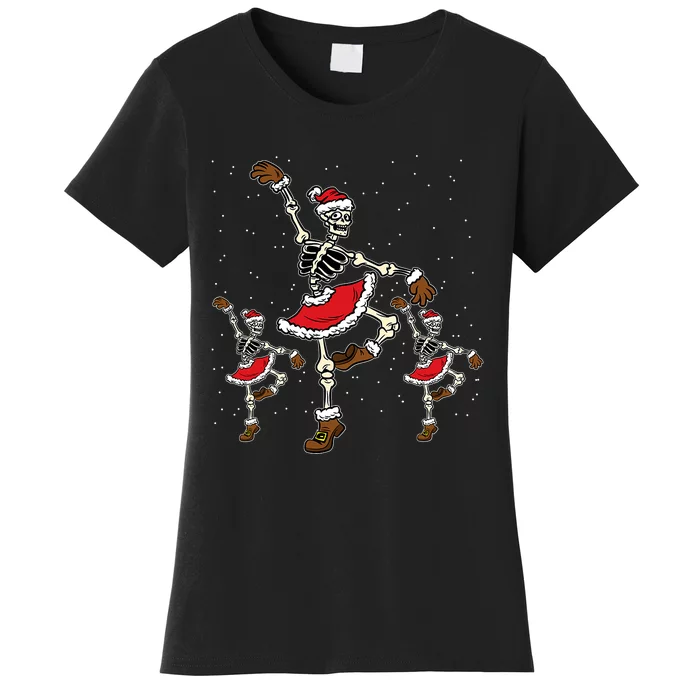 Ballet Dancing Skeleton Christmas Pajama Xmas Ballerina Women's T-Shirt