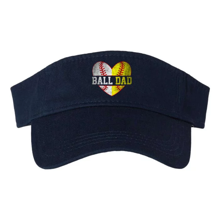 Ball Dad Softball Baseball For Father Day Valucap Bio-Washed Visor