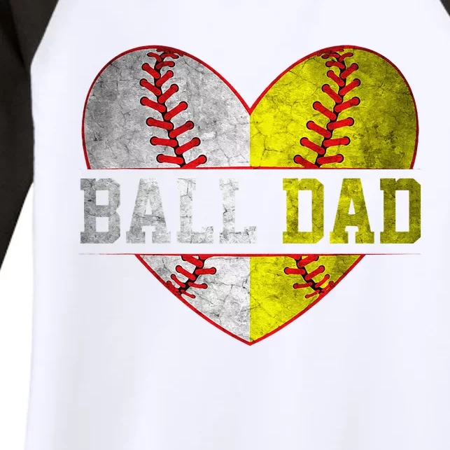 Ball Dad Softball Baseball For Father Day Women's Tri-Blend 3/4-Sleeve Raglan Shirt