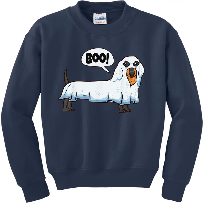 Boo Dachshund Spooky Dog Wiener Halloween Costume Gift Kids Sweatshirt