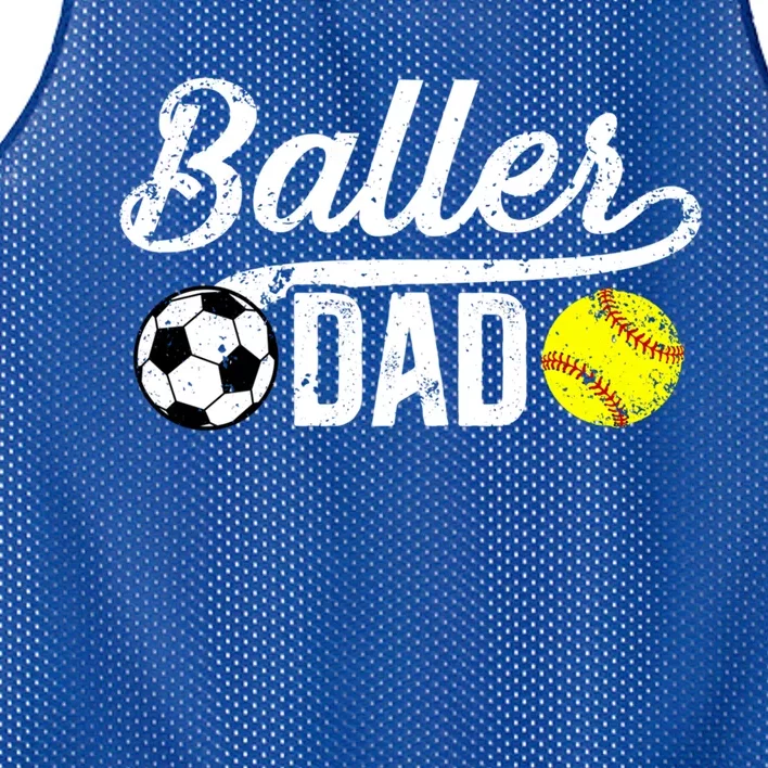 Baller Dad Soccer Softball Dad Softball Soccer Father Cute Gift Mesh Reversible Basketball Jersey Tank