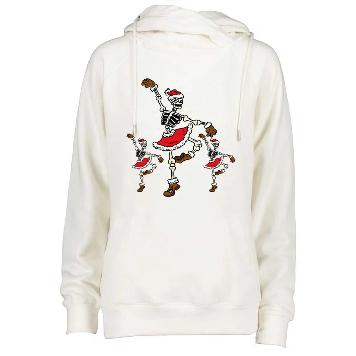 Ballet Dancing Skeleton Christmas Pajama Xmas Ballerina Womens Funnel Neck Pullover Hood