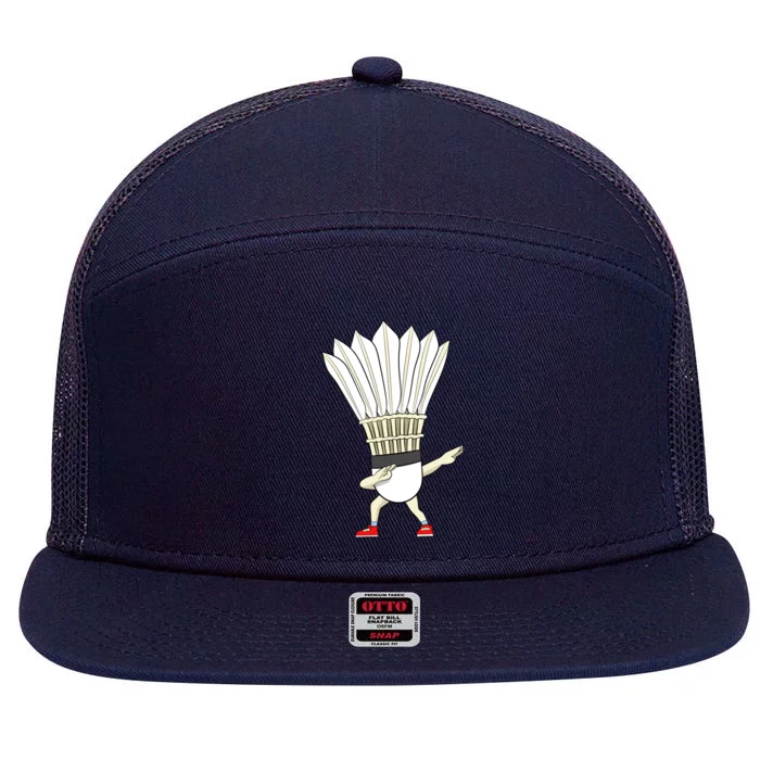 Badminton Dabbing Shuttlecock Birdie Badminton Cute Gift 7 Panel Mesh Trucker Snapback Hat