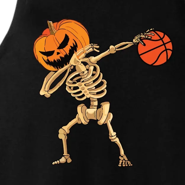 Basketball Dabbing Skeleton Boy Halloween Basketball Ladies Tri-Blend Wicking Tank