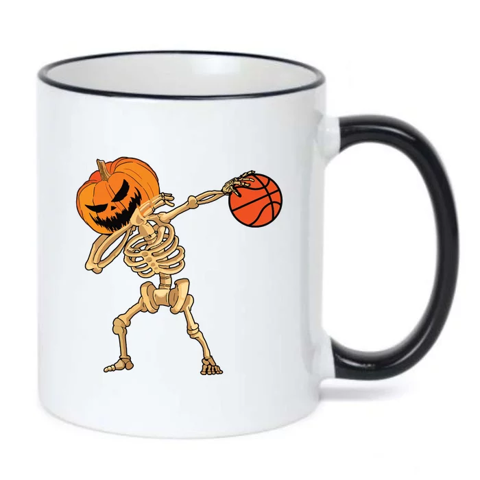 Basketball Dabbing Skeleton Boy Halloween Basketball Black Color Changing Mug