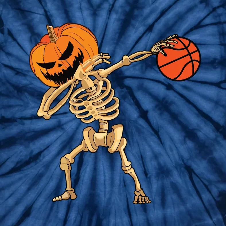 Basketball Dabbing Skeleton Boy Halloween Basketball Tie-Dye T-Shirt