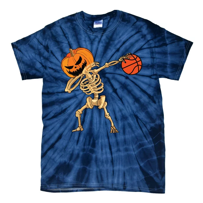 Basketball Dabbing Skeleton Boy Halloween Basketball Tie-Dye T-Shirt