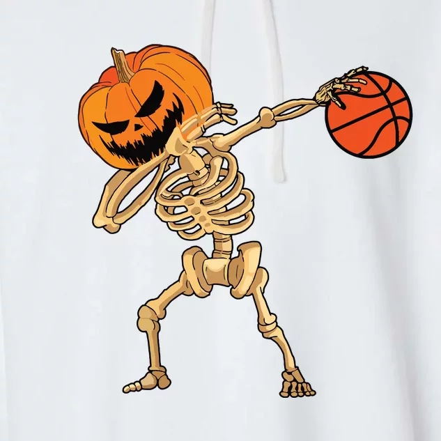 Basketball Dabbing Skeleton Boy Halloween Basketball Garment-Dyed Fleece Hoodie