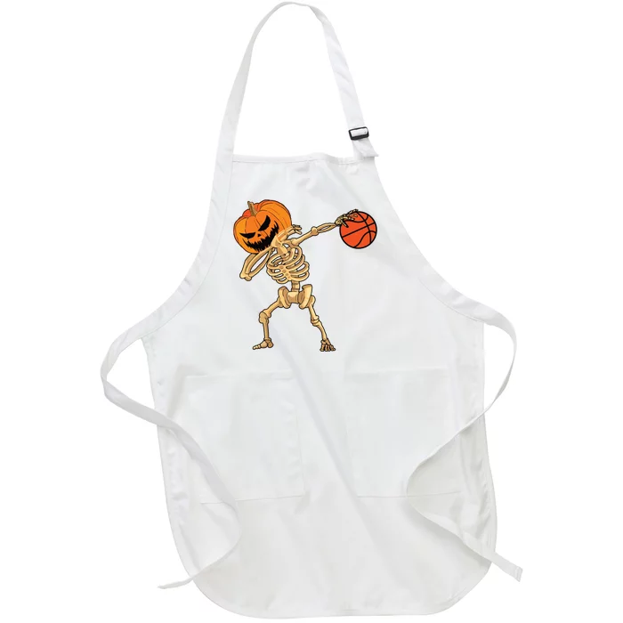 Basketball Dabbing Skeleton Boy Halloween Basketball Full-Length Apron With Pocket