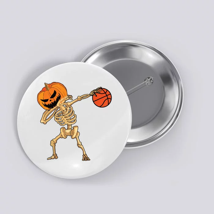 Basketball Dabbing Skeleton Boy Halloween Basketball Button