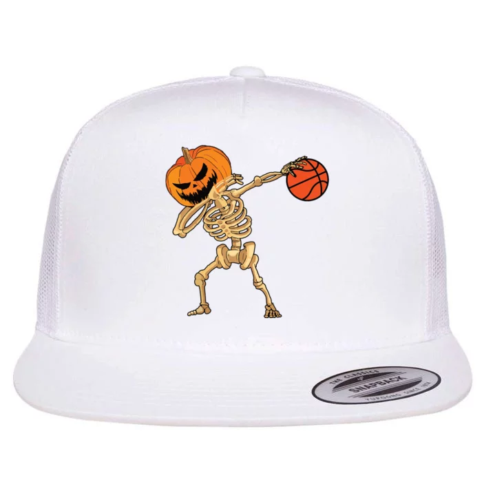 Basketball Dabbing Skeleton Boy Halloween Basketball Flat Bill Trucker Hat